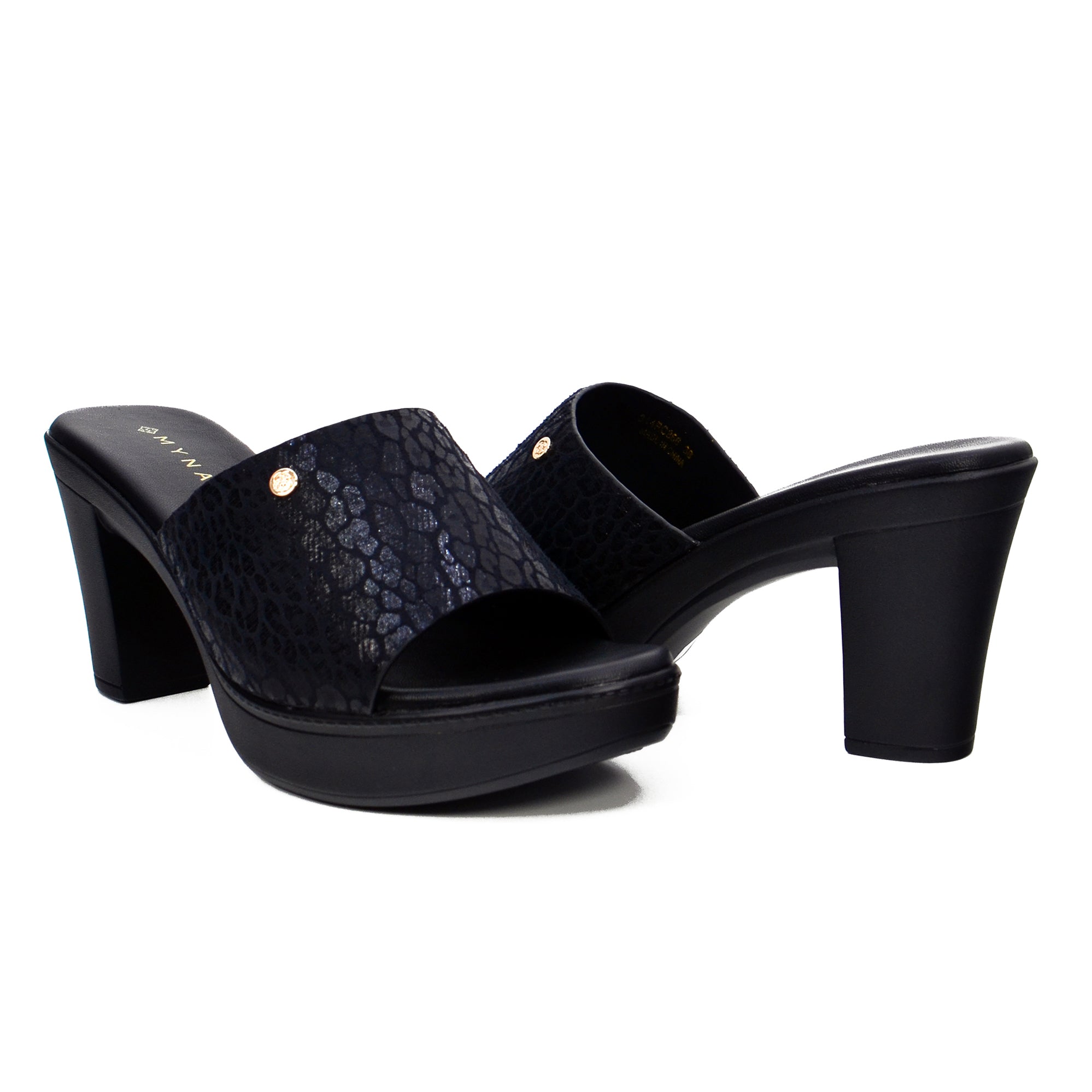 Mynaal Women's block heel sandal-314RC866-Black
