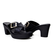 Mynaal Women's platform heel sandal-114RJ858-Black