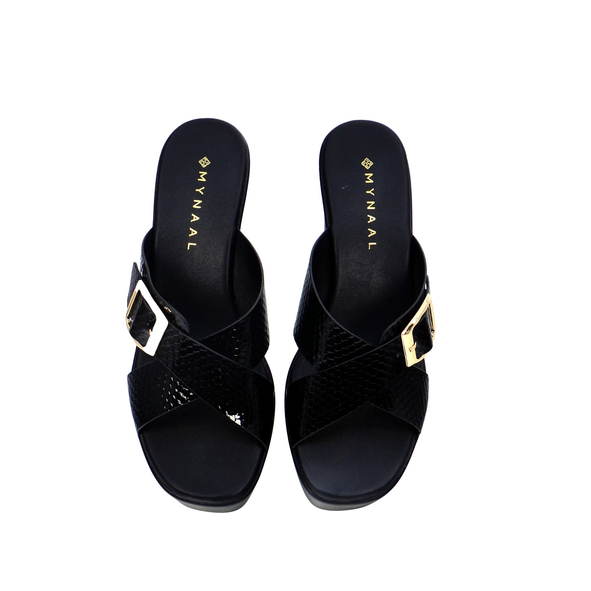 Mynaal Women's platform heel sandal-114RJ858-Black