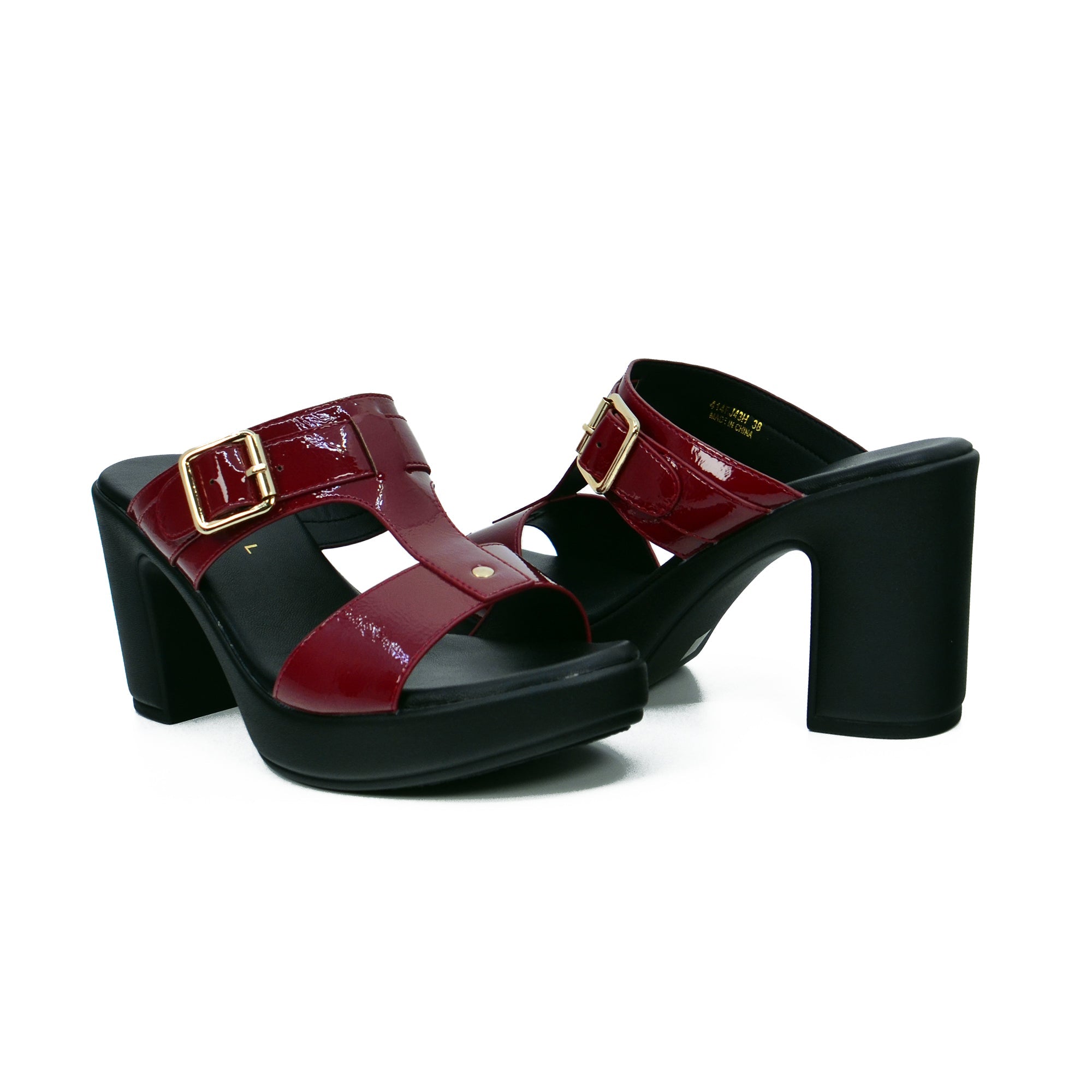 Mynaal Women's block heel sandal-414RJ43H-Maroon
