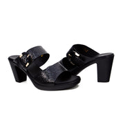 Mynaal Women's block heel sandal-414RJ991-Black