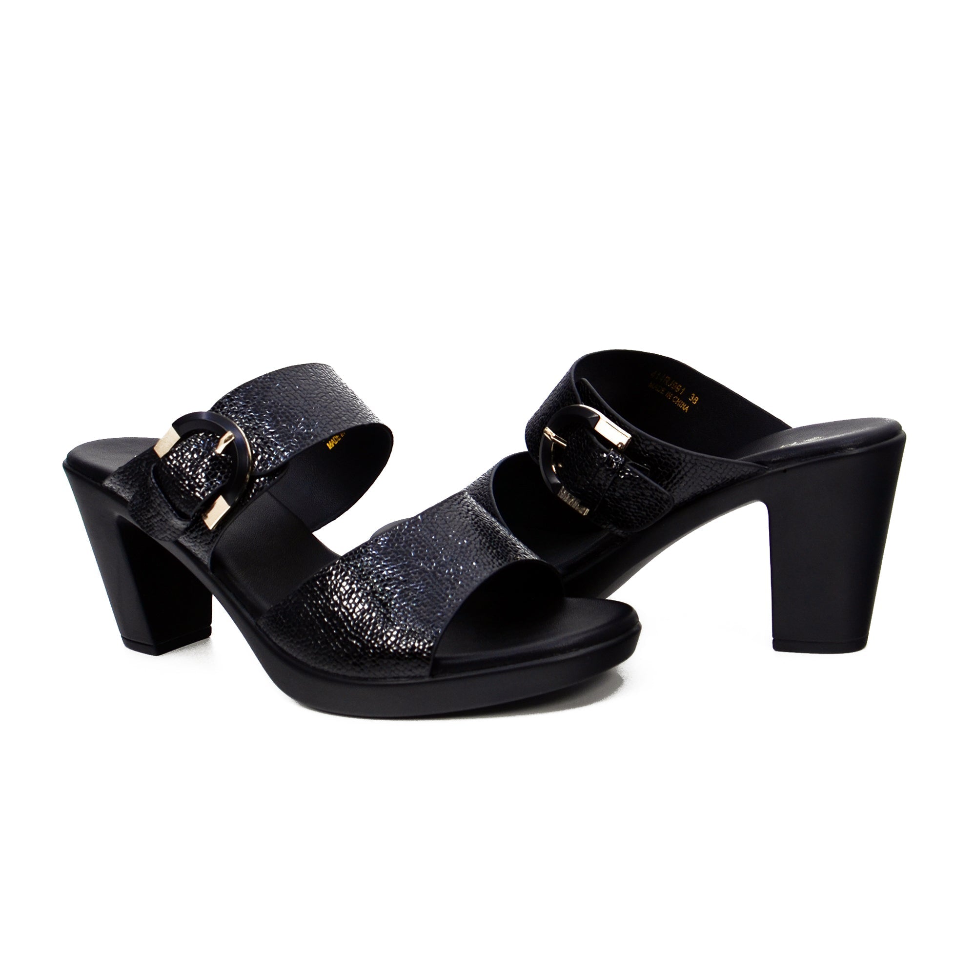 Mynaal Women's block heel sandal-414RJ991-Black