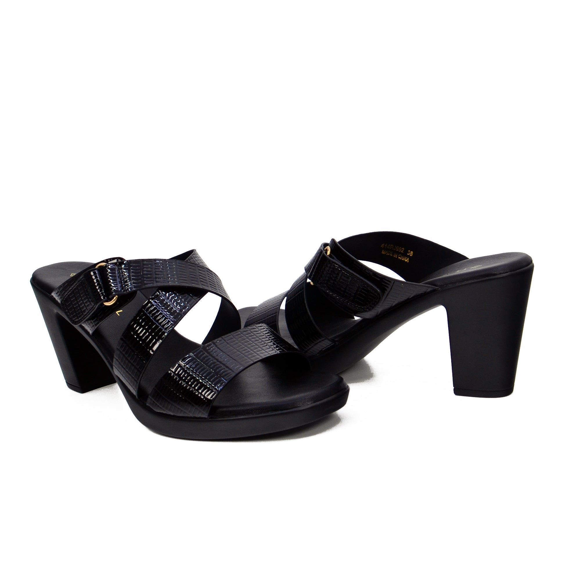 Mynaal Women's block heel sandal-18F9817-51-Black