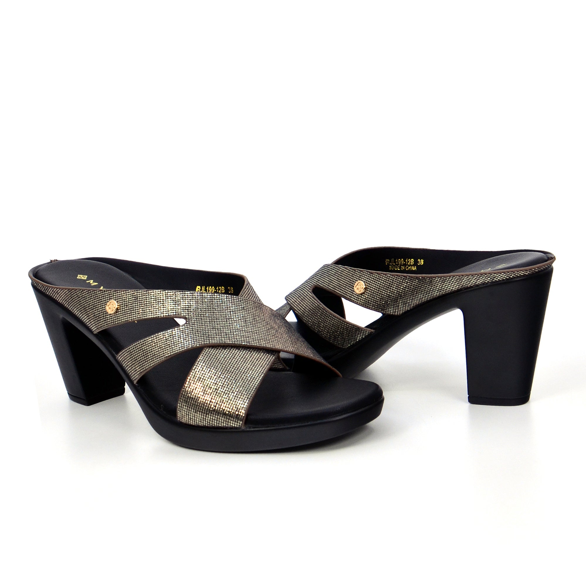 Mynaal Women's block heel sandal-RJL199-12B-Gray