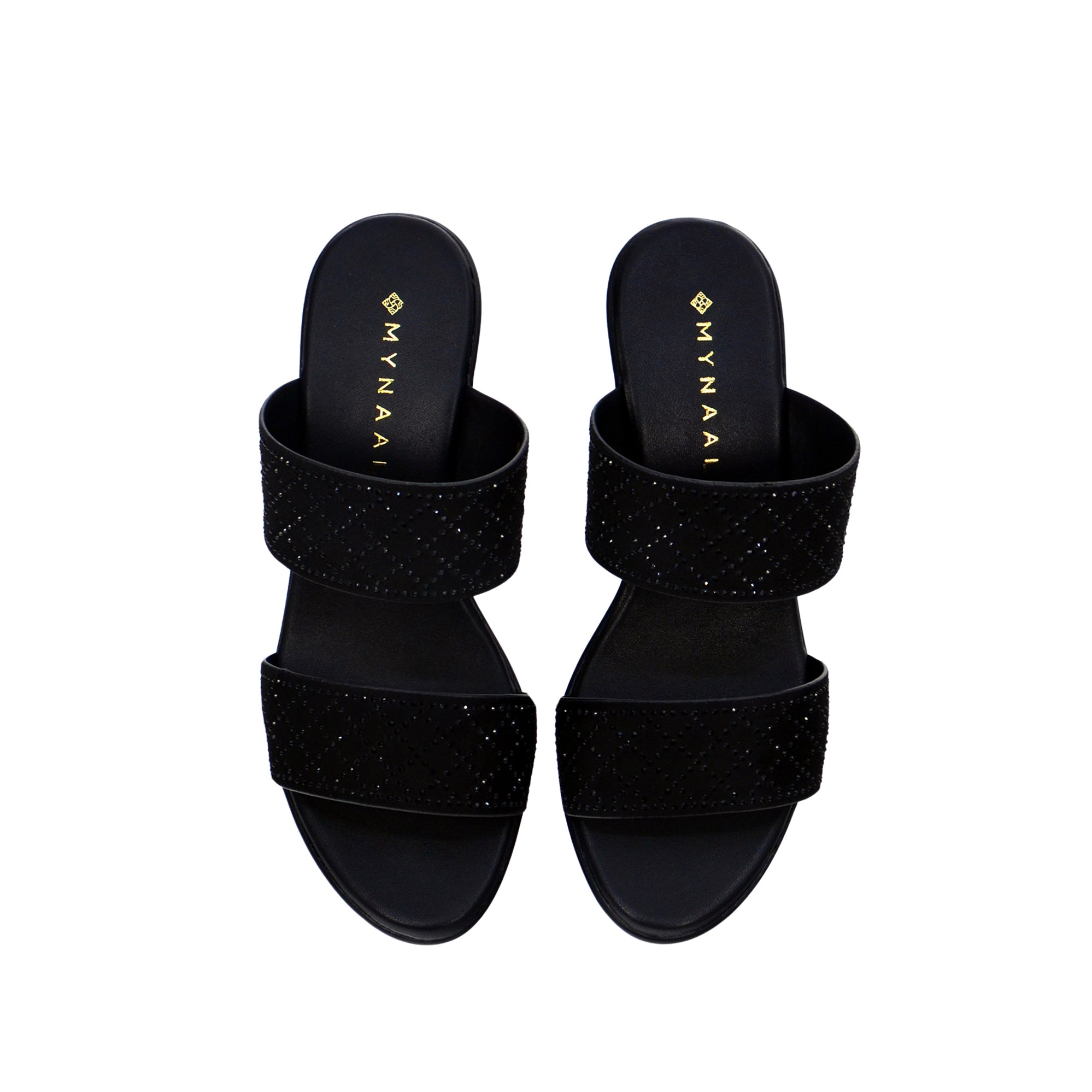 Mynaal Women's block heel sandal-913RJ096-Black