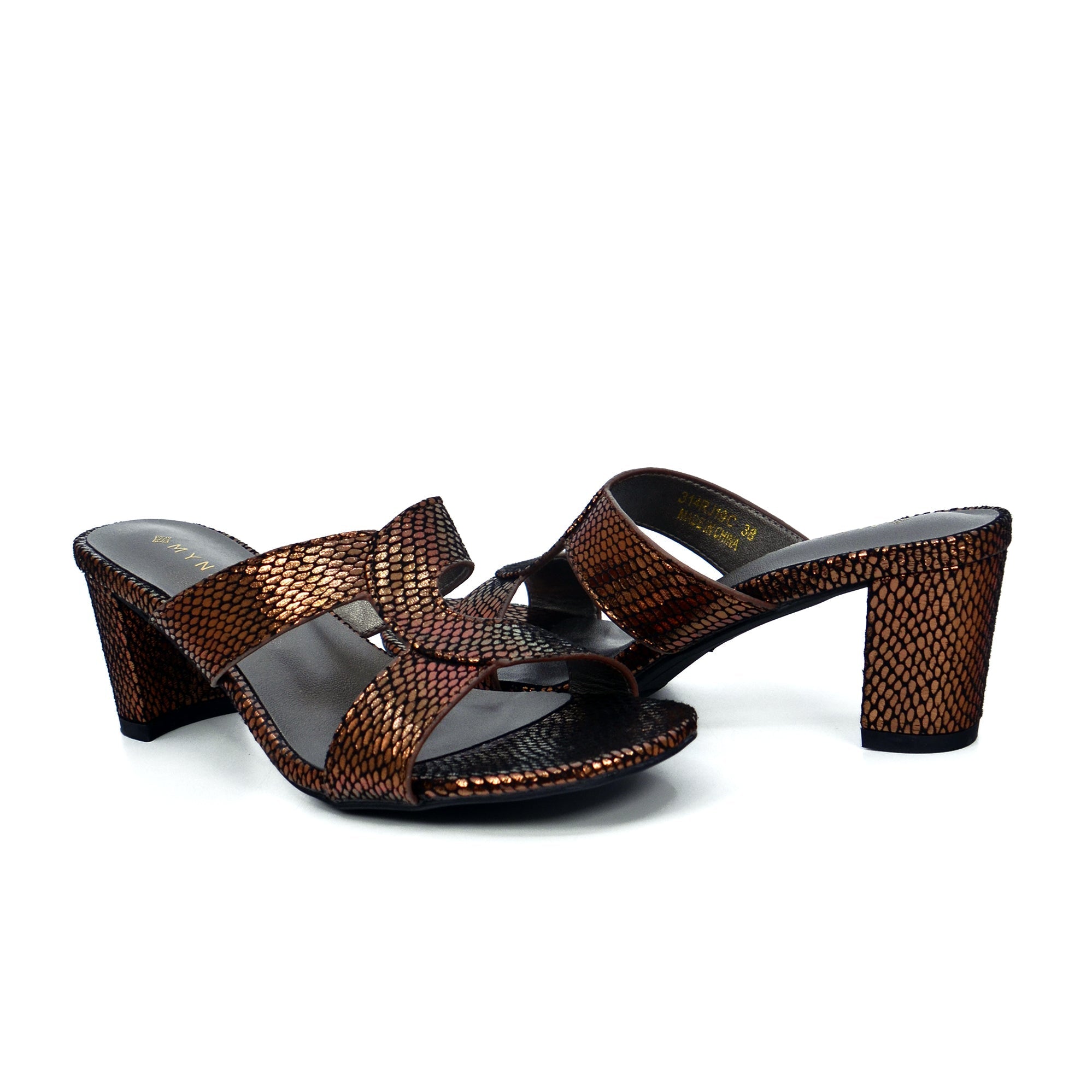 Mynaal Women's block heel sandal-314RJ19C-Bronze