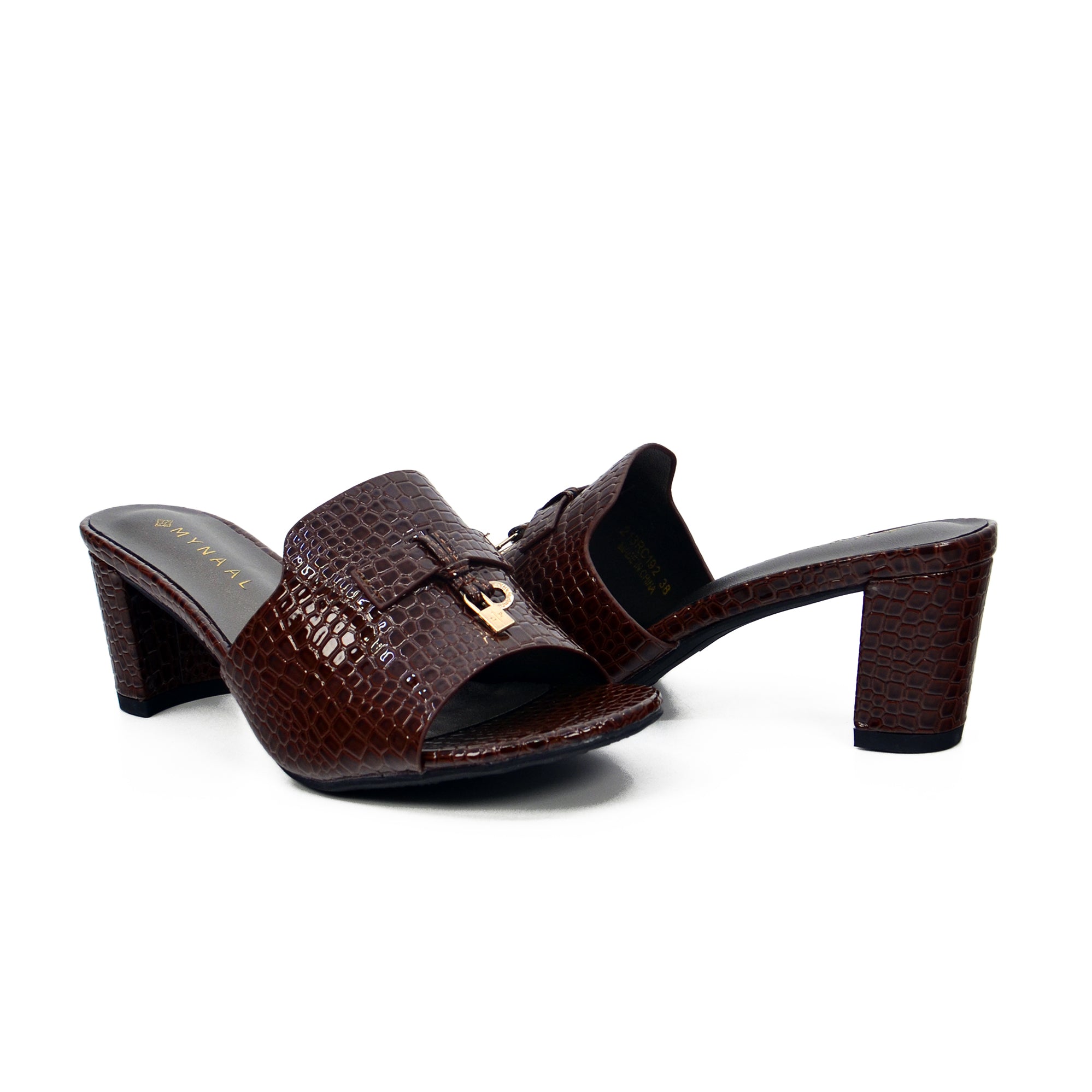 Mynaal Women's block heel sandal-213RC192-Dark-Brown