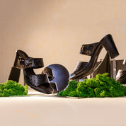 Mynaal Women's block heel sandal-414RJ991-Black