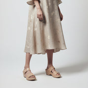 Mynaal Women's slip-on sandal with buckle strap-414ZD19P-Beige