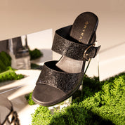 Mynaal Women's block heel sandal-414RJ991-Black